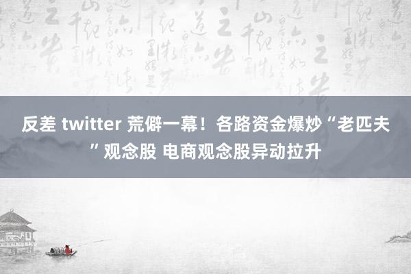 反差 twitter 荒僻一幕！各路资金爆炒“老匹夫”观念股 电商观念股异动拉升