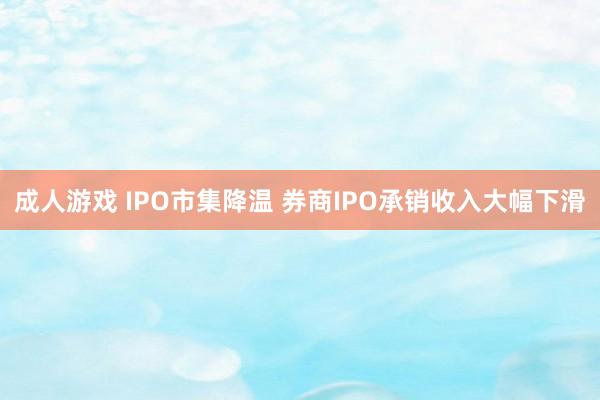 成人游戏 IPO市集降温 券商IPO承销收入大幅下滑