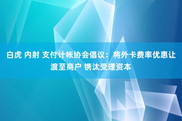 白虎 内射 支付计帐协会倡议：将外卡费率优惠让渡至商户 镌汰受理资本