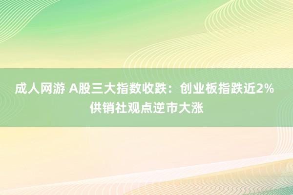 成人网游 A股三大指数收跌：创业板指跌近2% 供销社观点逆市大涨