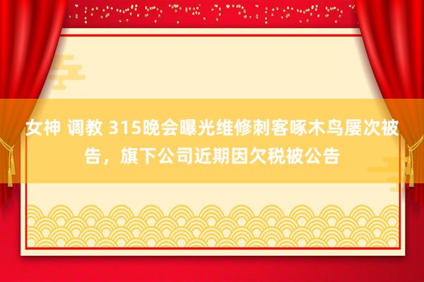 女神 调教 315晚会曝光维修刺客啄木鸟屡次被告，旗下公司近期因欠税被公告
