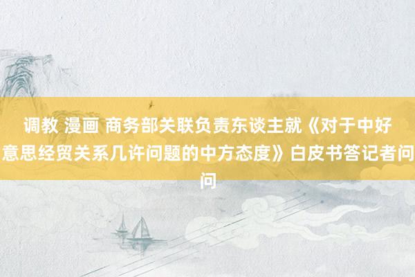 调教 漫画 商务部关联负责东谈主就《对于中好意思经贸关系几许问题的中方态度》白皮书答记者问